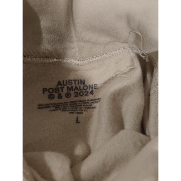 Universal Music Authentic Post Malone Too Cool To Die Cream Concert Hoodie Sz L - Picture 6 of 6